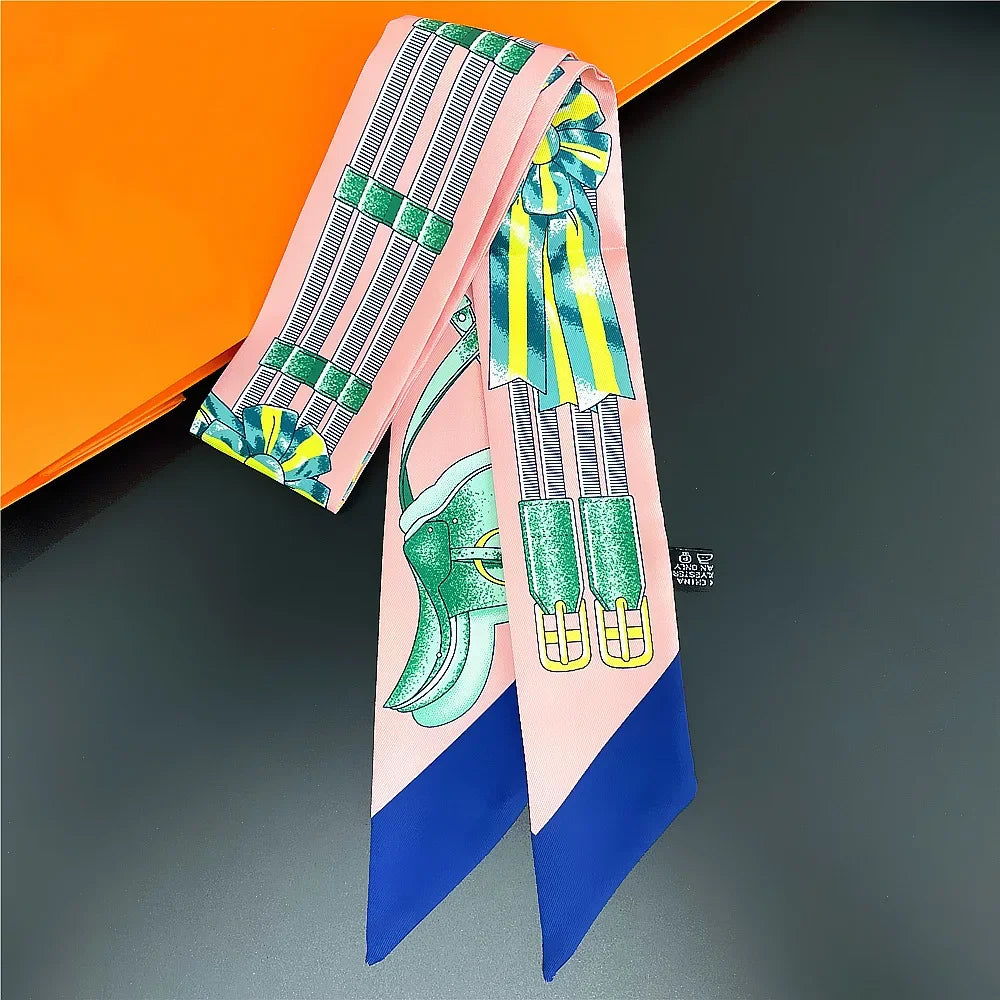 Saddle Print Summer Skinny Silk Scarf