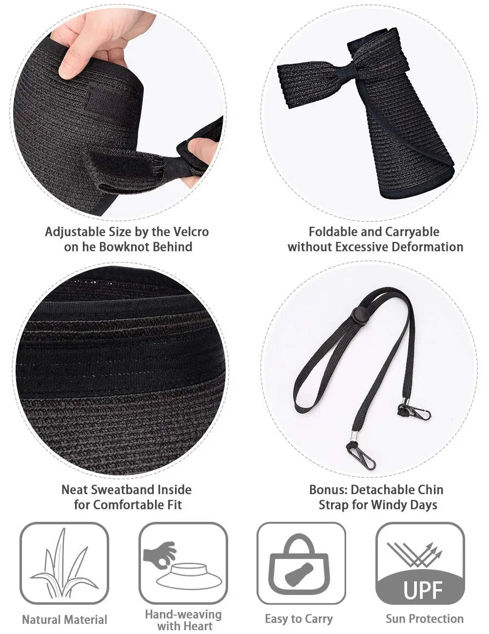 Summer Visors Hat  UV-Resistant Foldable  Large Brim