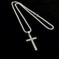 Titanium  Cross Necklace Rhinestone Pendant Chain,