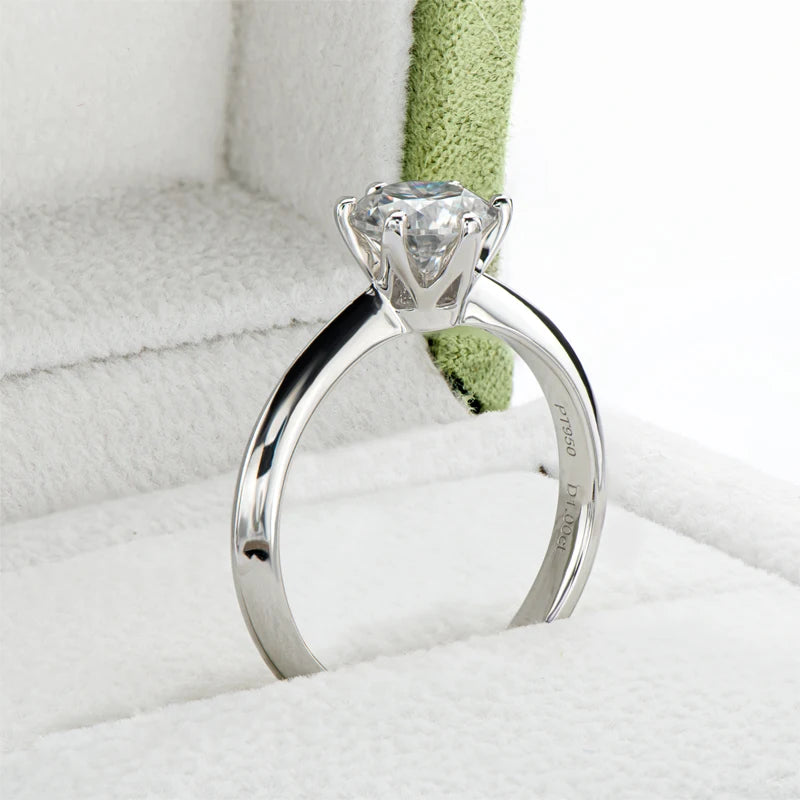 0.5/1/2/3 Carat  Moissanite Solitaire Rings  Silver Lab Diamond