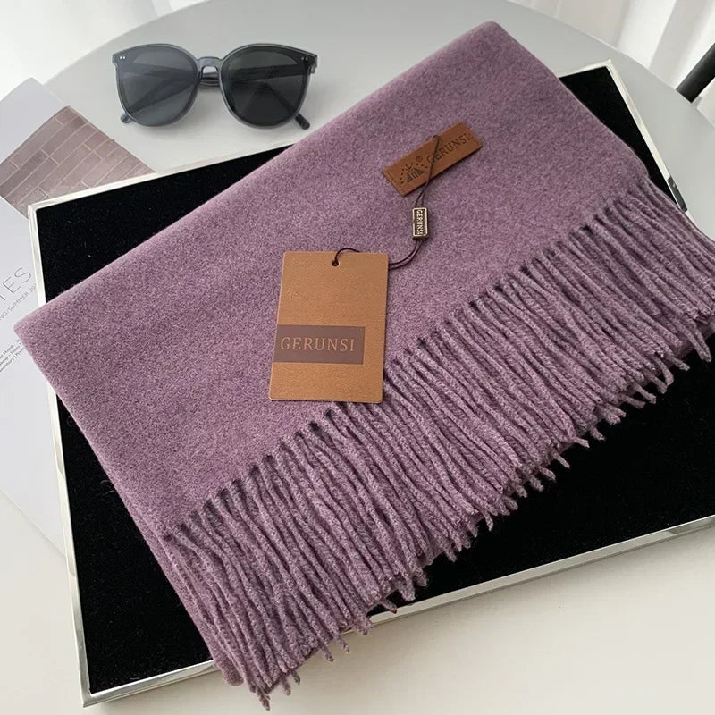 Cashmere Scarf Thick Warm Pashmina  Solid Color Tassel