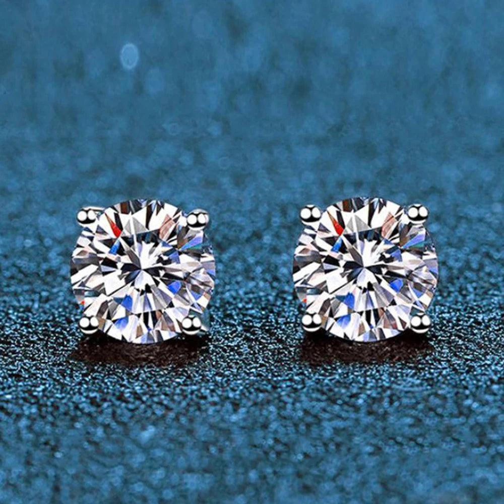 Classic Sterling Silver Gold  Stud Earrings