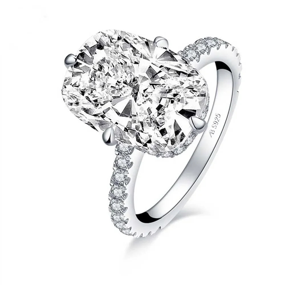 New Sterling Silver 925 Oval Real Moissanite Rings D Color Vvs1 8ct Women Wedding Luxury Diamond Rings Jewelry
