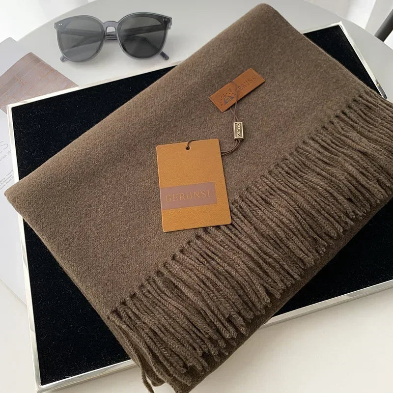 Cashmere Scarf Thick Warm Pashmina  Solid Color Tassel