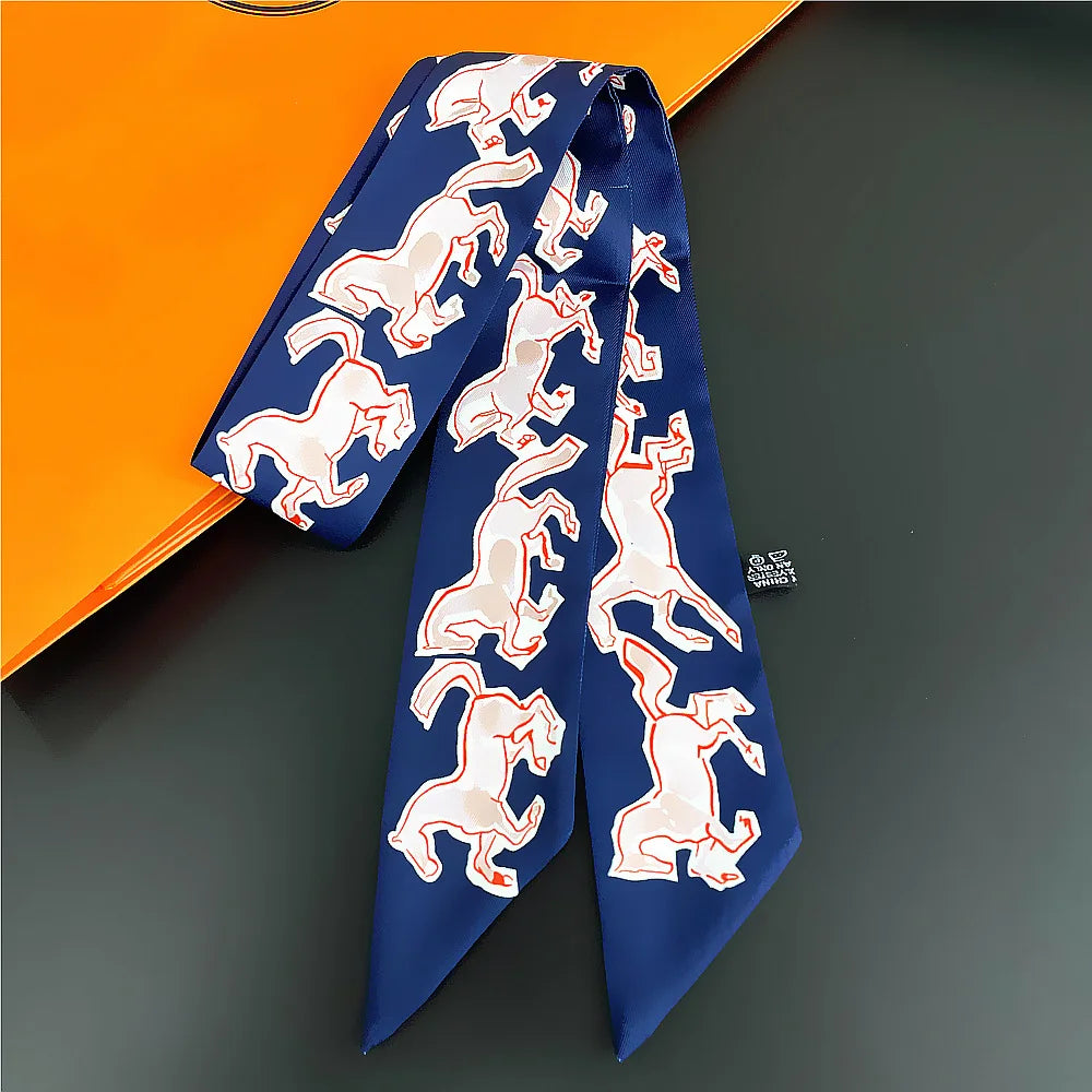 Saddle Print Summer Skinny Silk Scarf