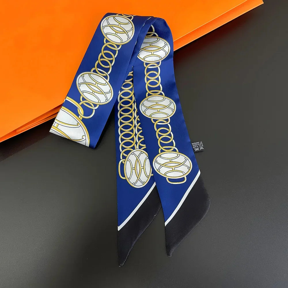 Saddle Print Summer Skinny Silk Scarf