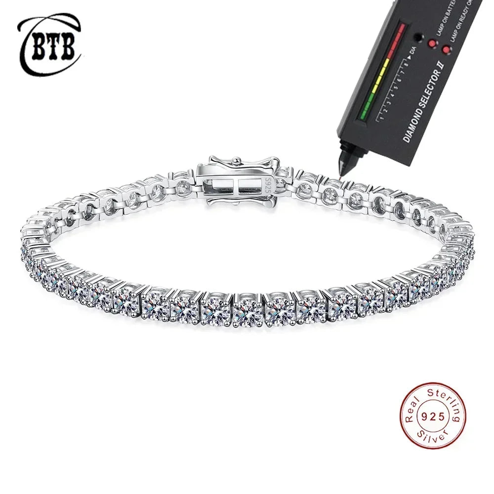 Sterling Silver 925 5mm D VVS1 Moissanite Bracelet