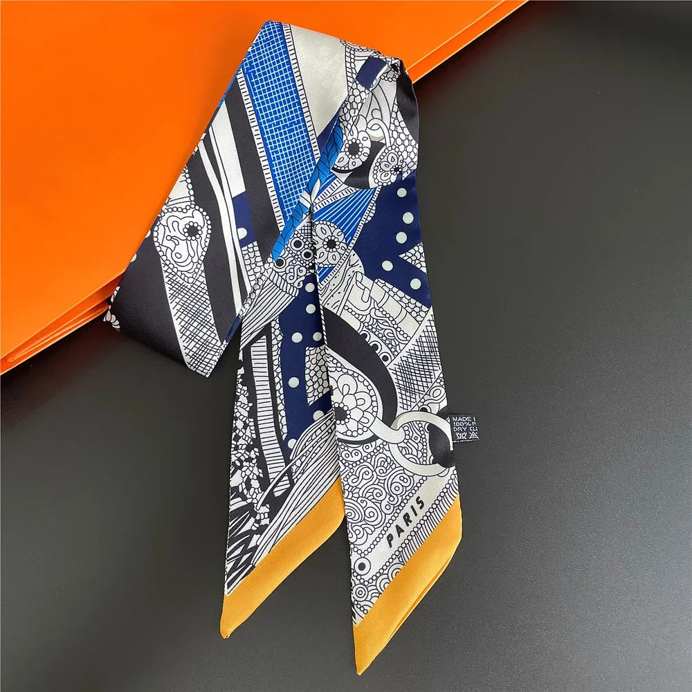 Saddle Print Summer Skinny Silk Scarf
