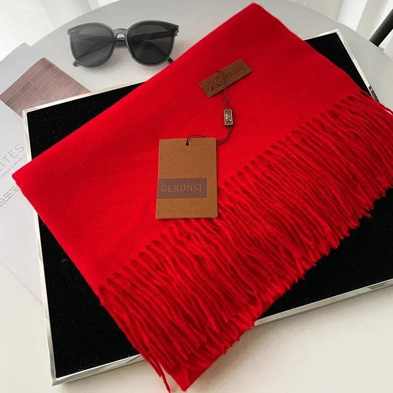 Cashmere Scarf Thick Warm Pashmina  Solid Color Tassel