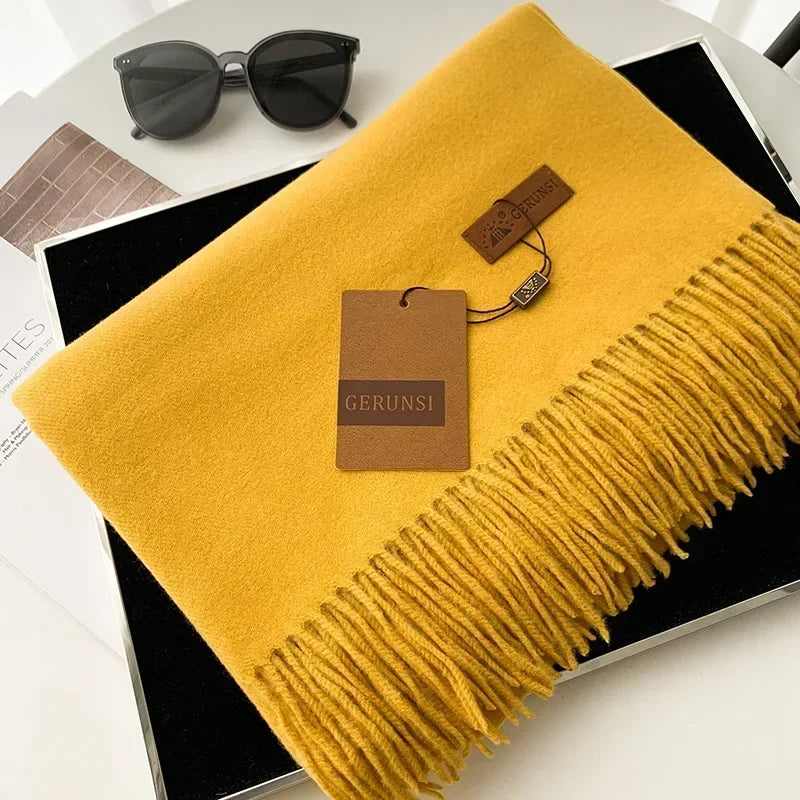 Cashmere Scarf Thick Warm Pashmina  Solid Color Tassel