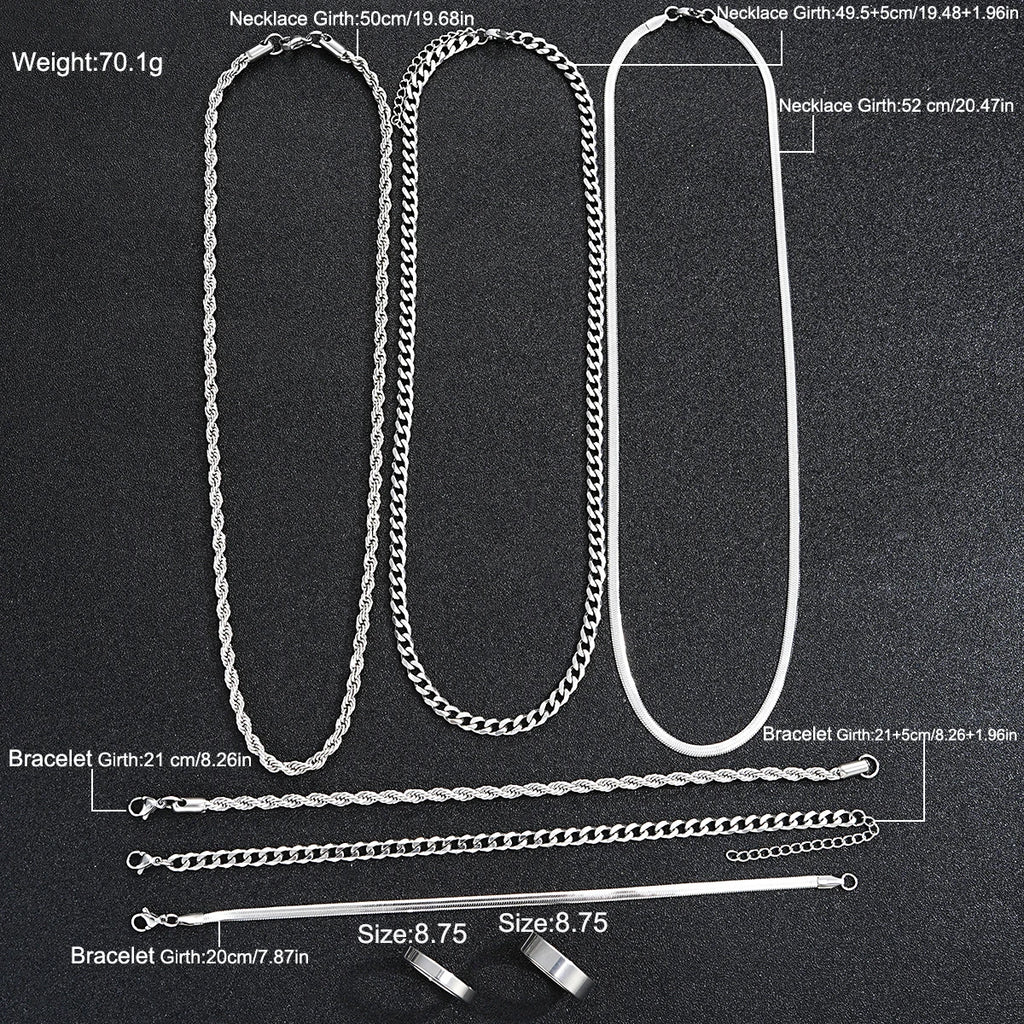 Stainless Steel Silver Color Jewelry Sets