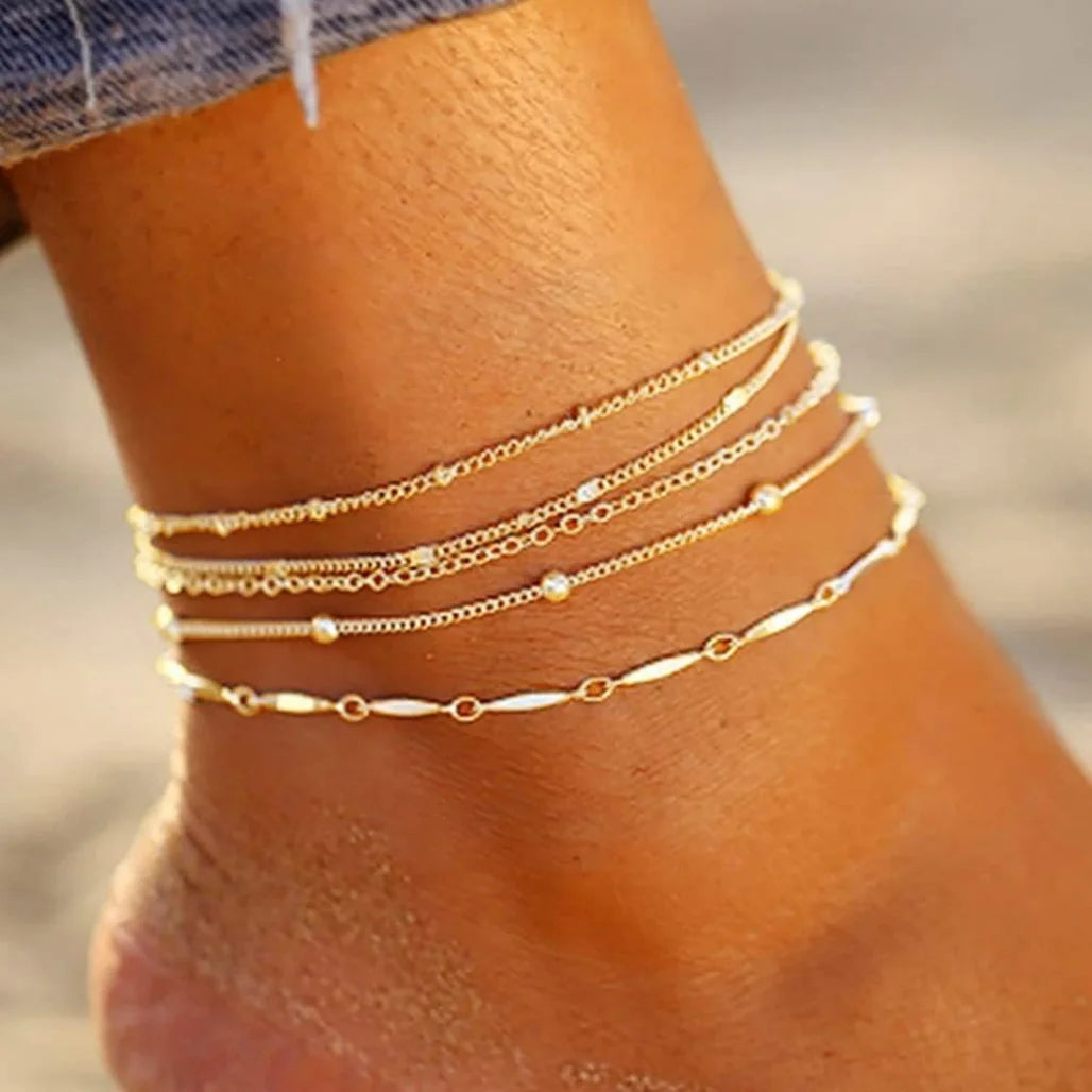 Mixed Chain Anklet Set, Bohemian