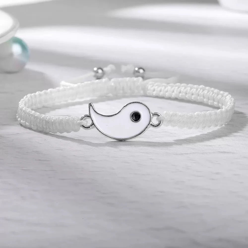 Tai Chi Black and White Yin and Yang Rope Bracelet