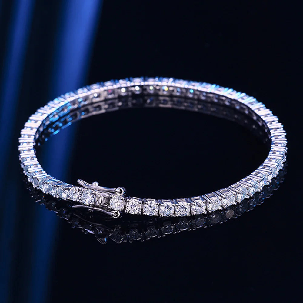 Sterling Silver 925 5mm D VVS1 Moissanite Bracelet