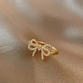 Bowknot Opening Ring Crystal Zirconia