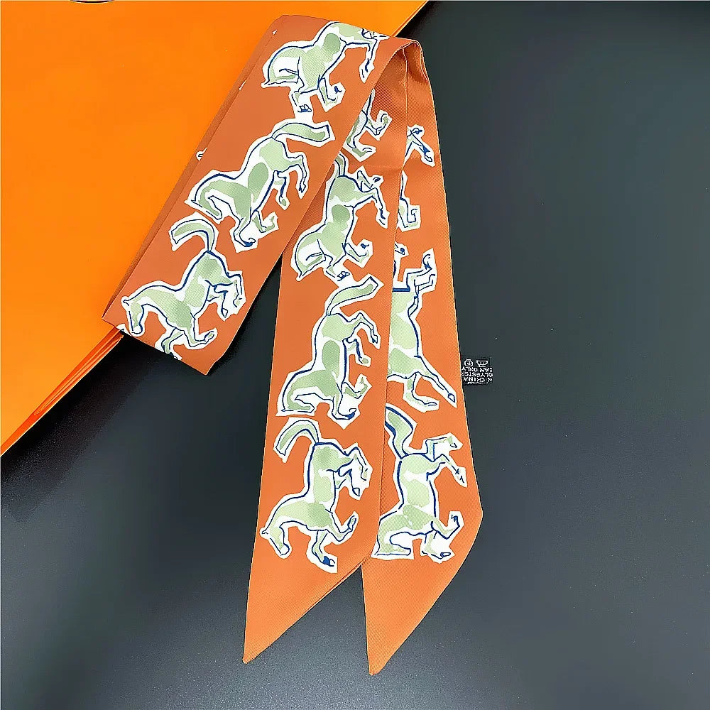 Saddle Print Summer Skinny Silk Scarf