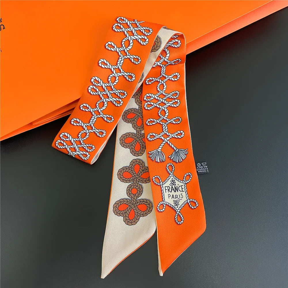 Saddle Print Summer Skinny Silk Scarf