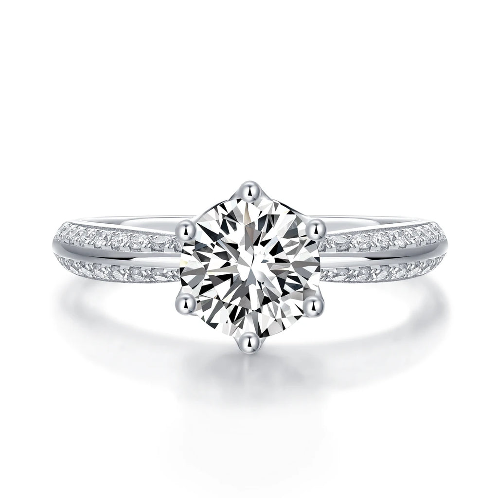 1ct 2ct 3ct Moissanite Ring 925 Sterling Silver 18K Gold Plated