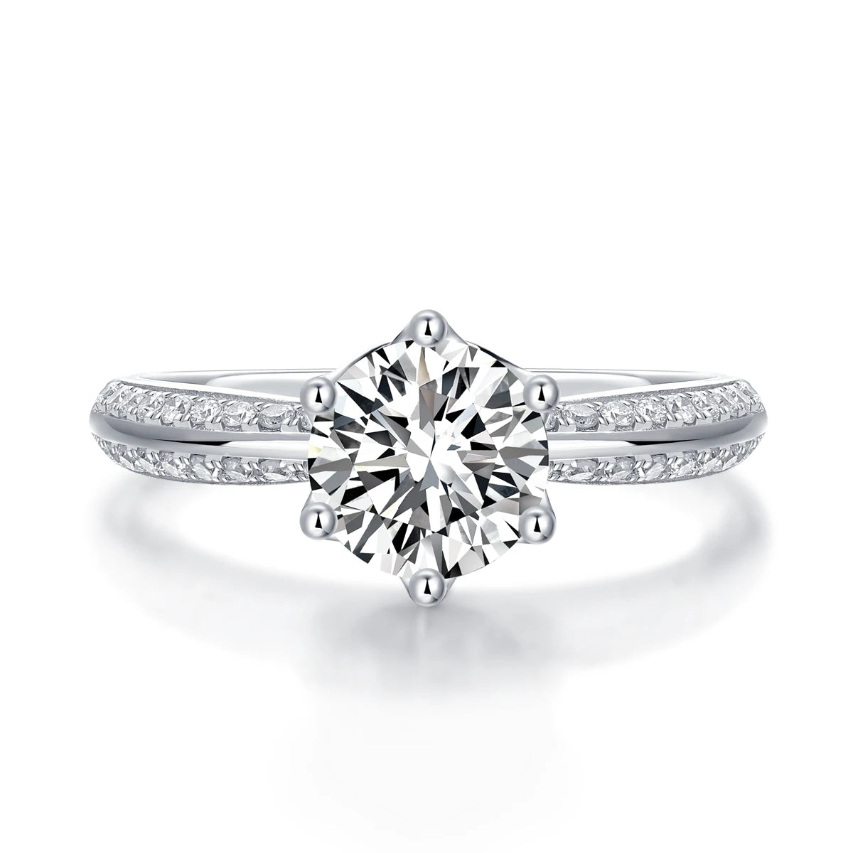 1ct 2ct 3ct Moissanite Ring 925 Sterling Silver 18K Gold Plated