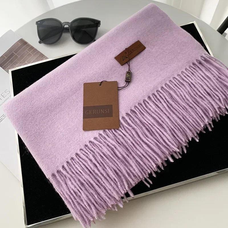 Cashmere Scarf Thick Warm Pashmina  Solid Color Tassel