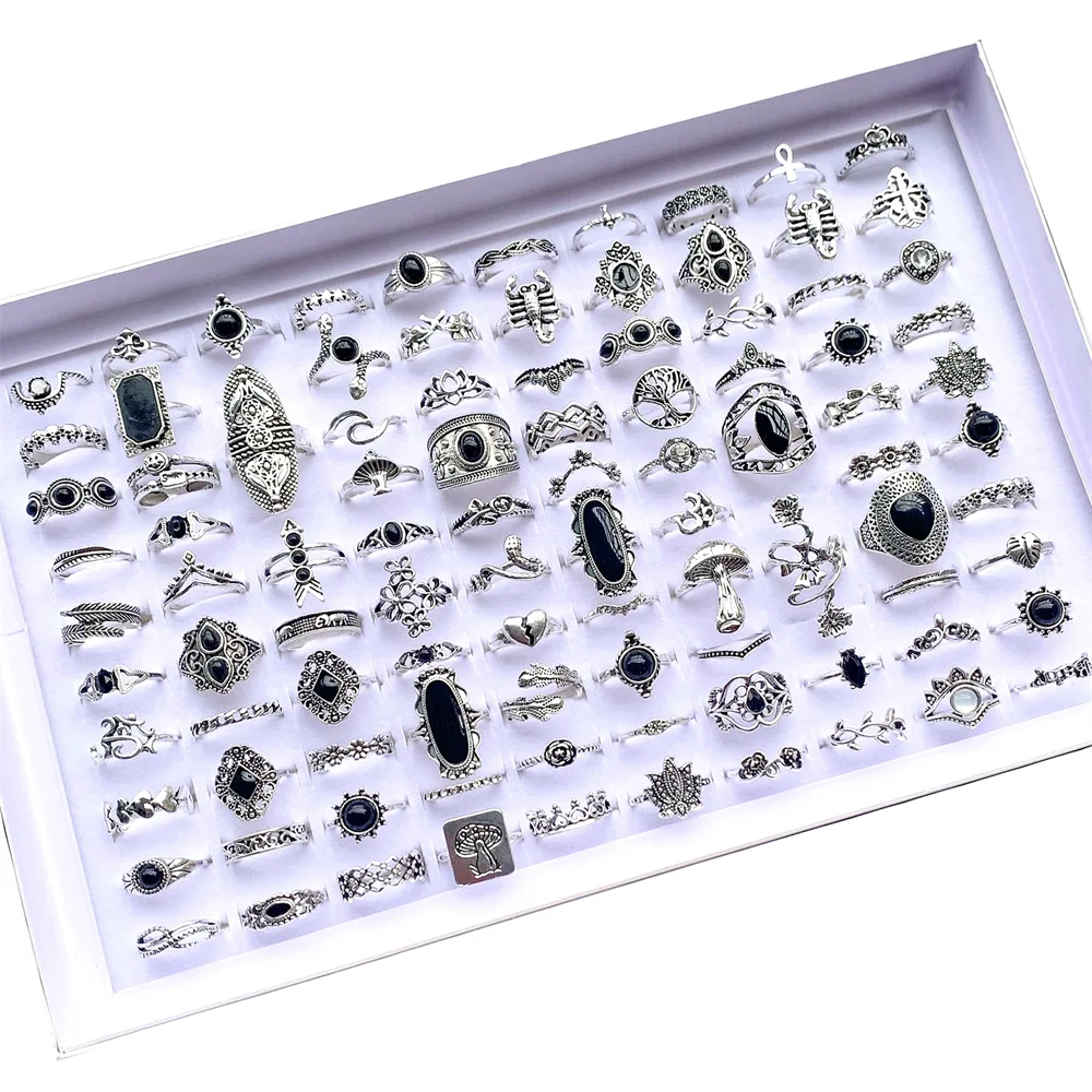 20Pcs Vintage Bohemia Black Rings Set
