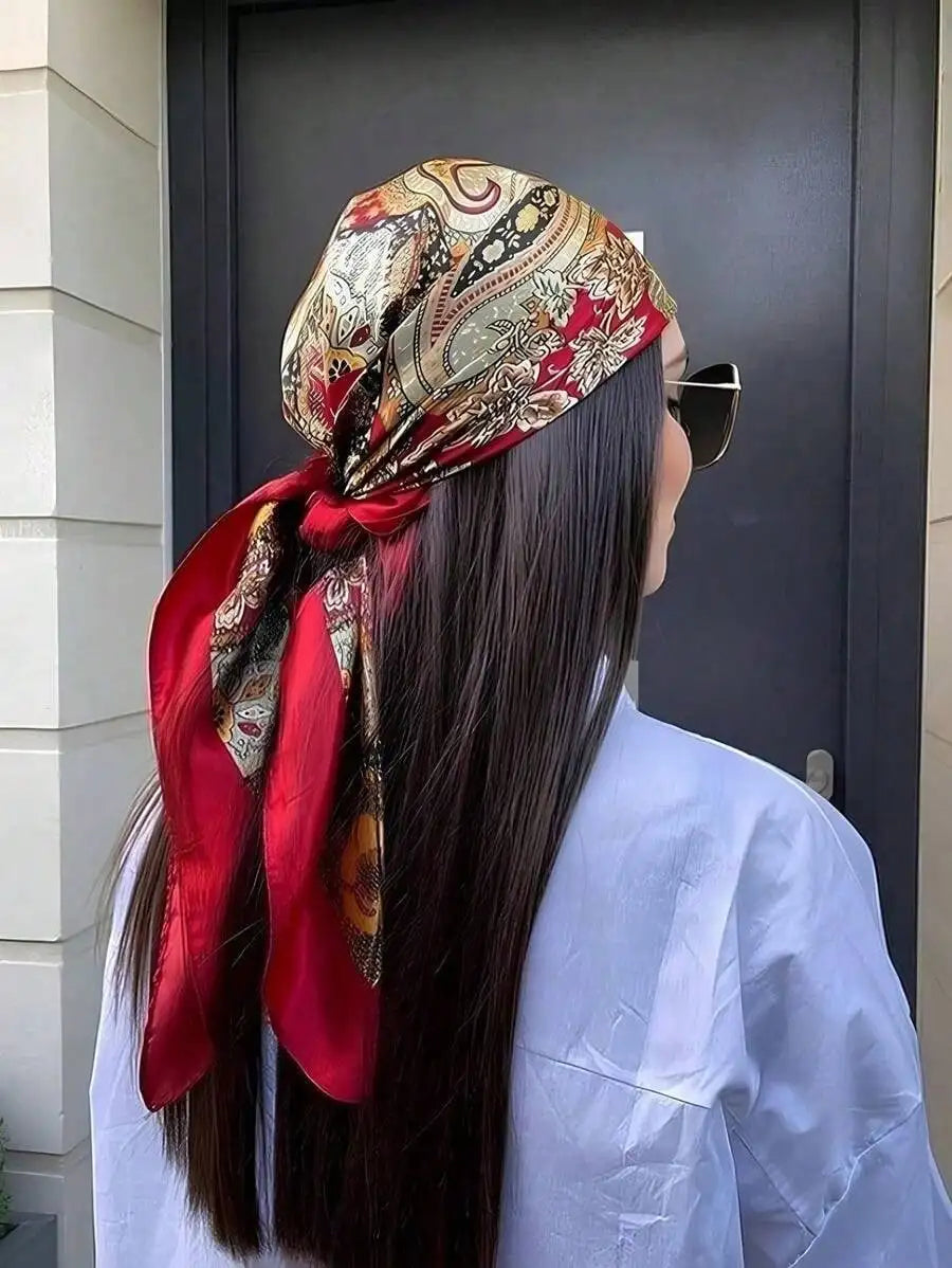 35 inch  large square silk headscarf