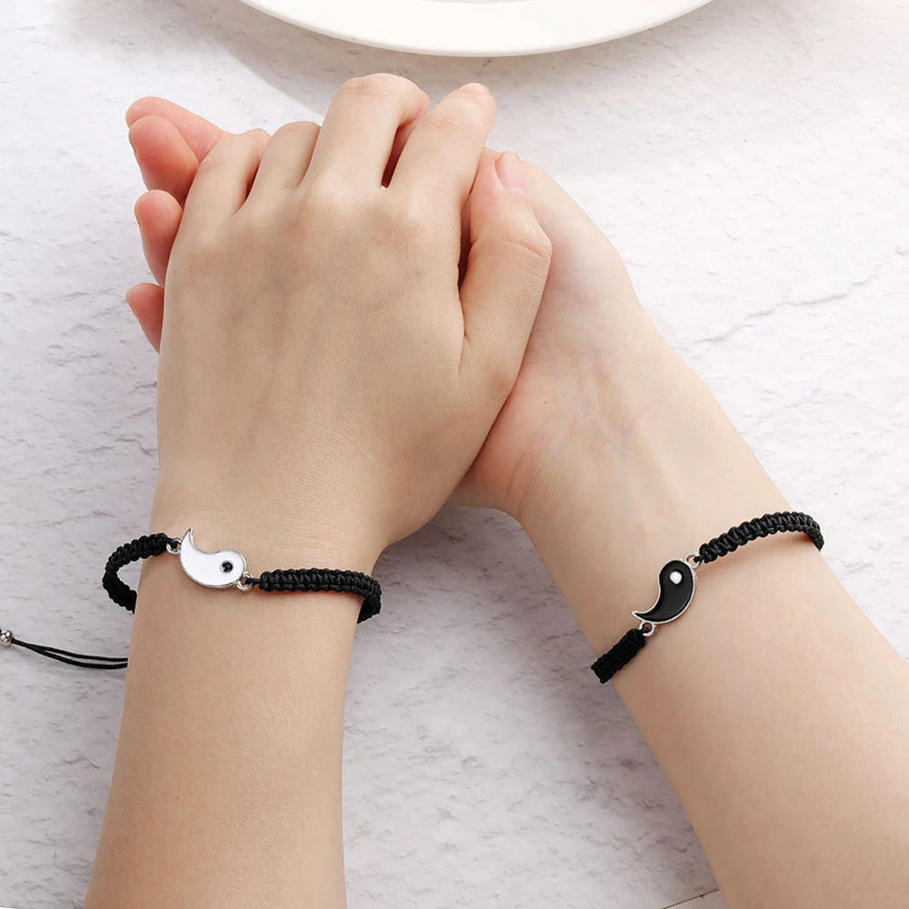 Tai Chi Black and White Yin and Yang Rope Bracelet