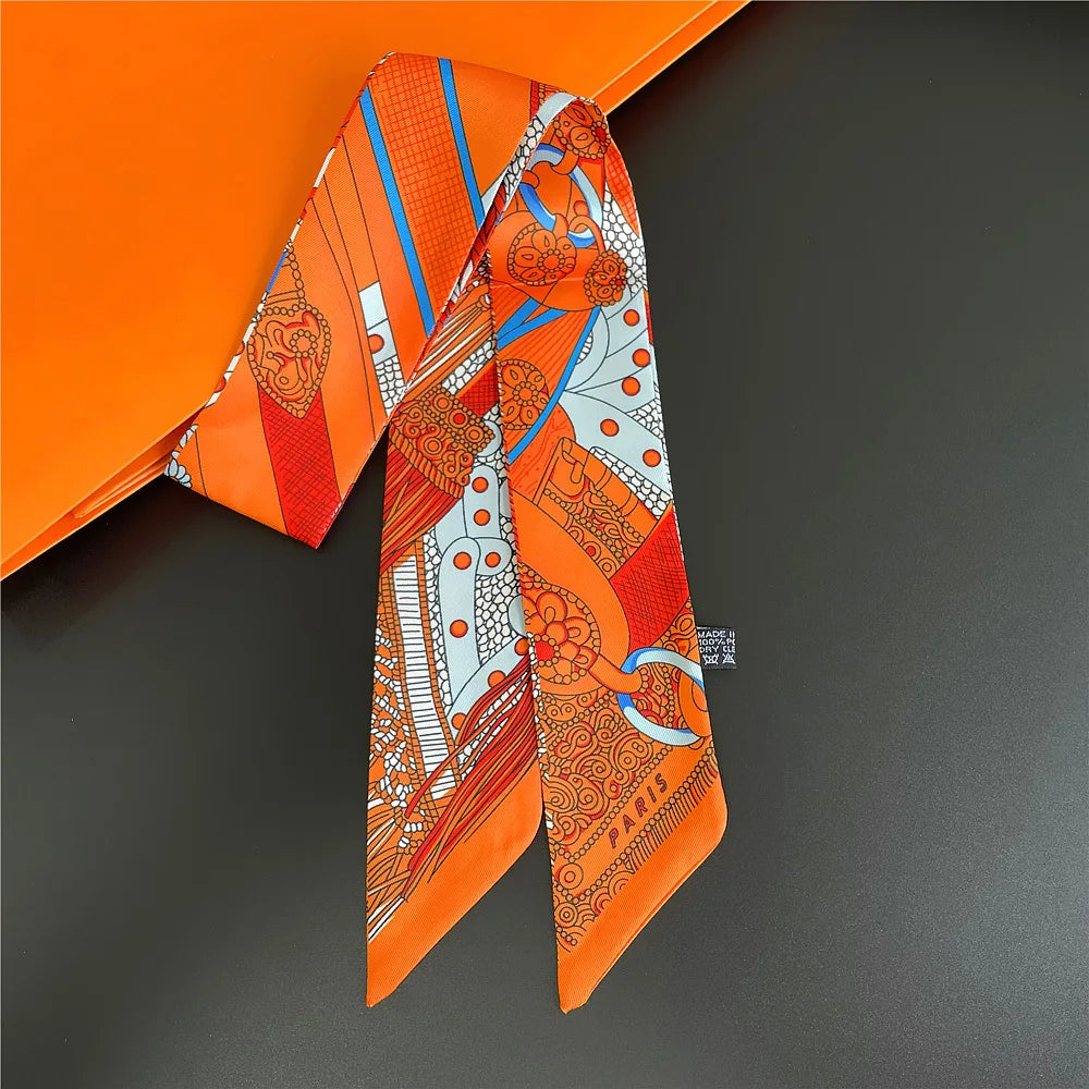 Saddle Print Summer Skinny Silk Scarf