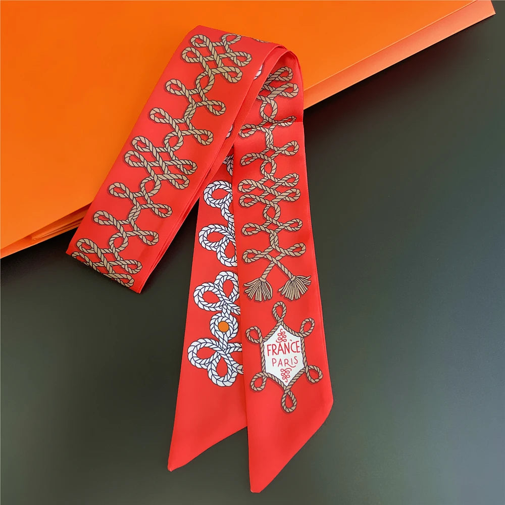 Saddle Print Summer Skinny Silk Scarf
