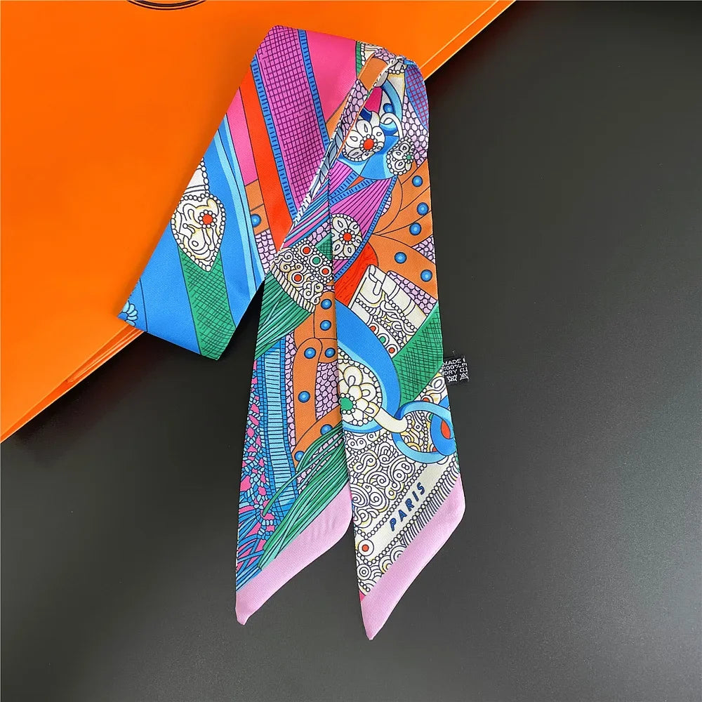 Saddle Print Summer Skinny Silk Scarf