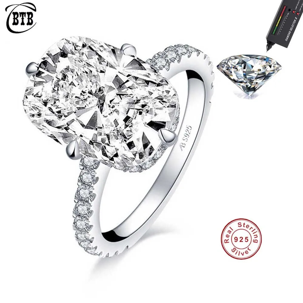 New Sterling Silver 925 Oval Real Moissanite Rings D Color Vvs1 8ct Women Wedding Luxury Diamond Rings Jewelry