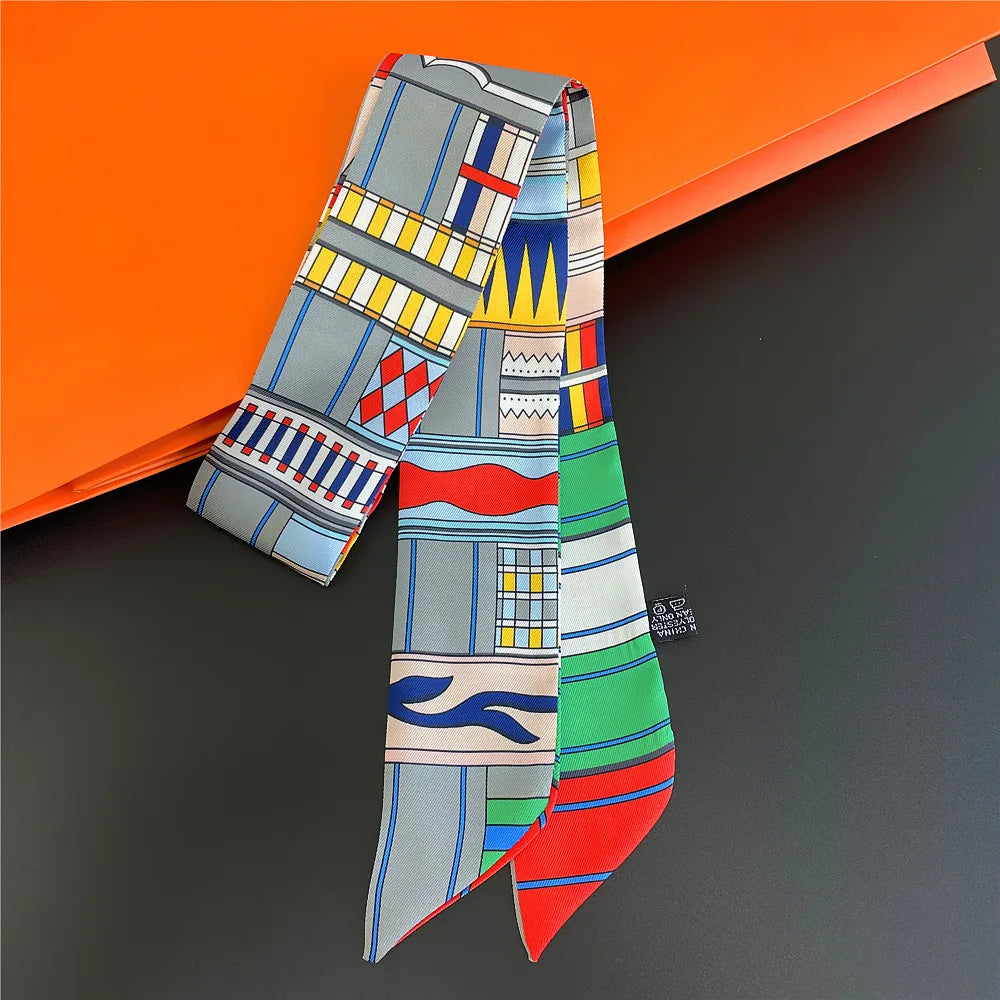 Saddle Print Summer Skinny Silk Scarf