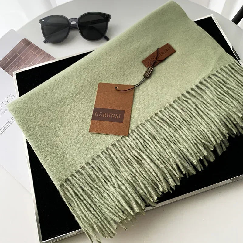Cashmere Scarf Thick Warm Pashmina  Solid Color Tassel