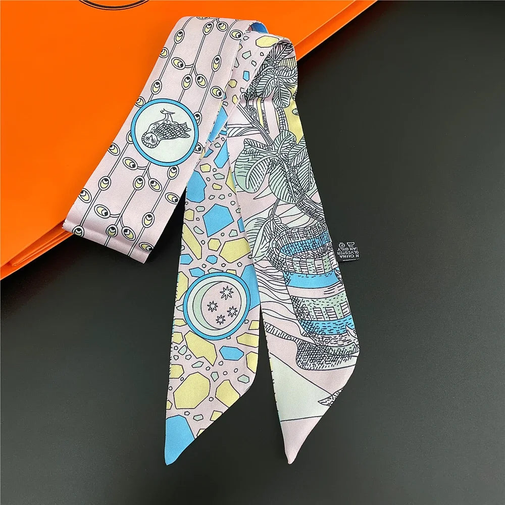 Saddle Print Summer Skinny Silk Scarf