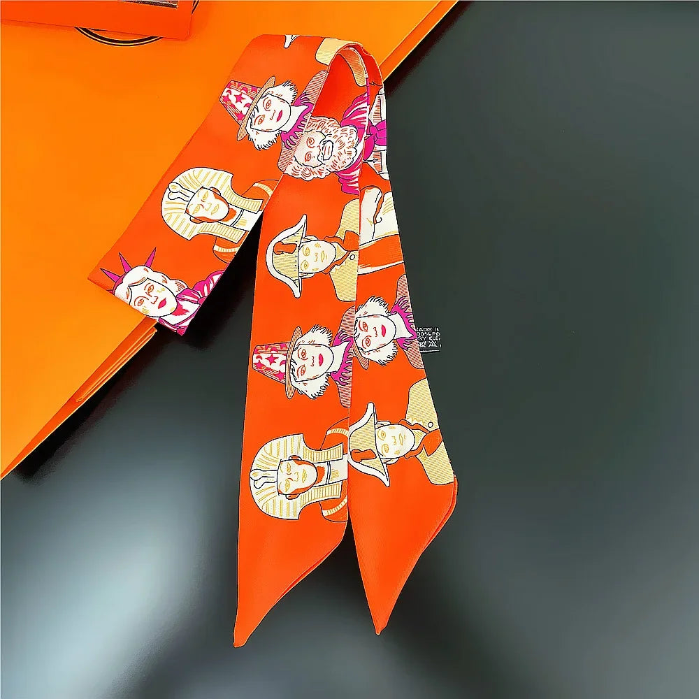 Saddle Print Summer Skinny Silk Scarf
