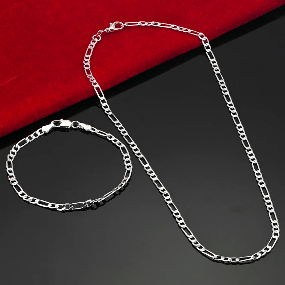 sterling silver 4MM chain  jewelry set