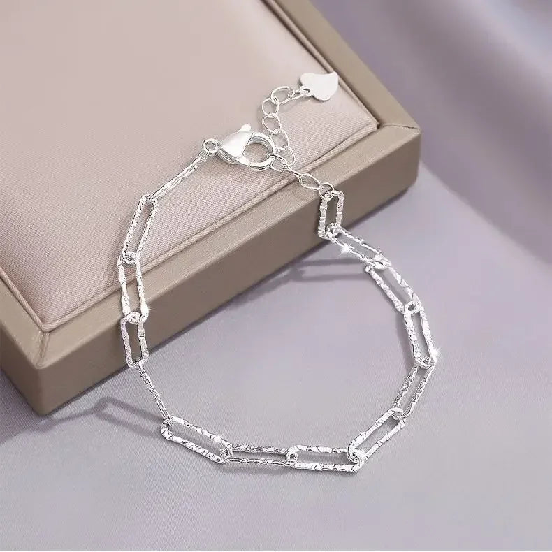 925 Sterling Silver Double Layered Heart-shaped Bracelet