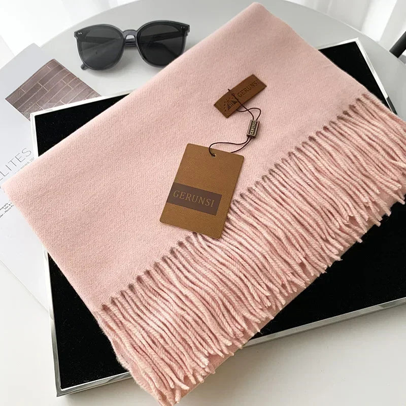 Cashmere Scarf Thick Warm Pashmina  Solid Color Tassel