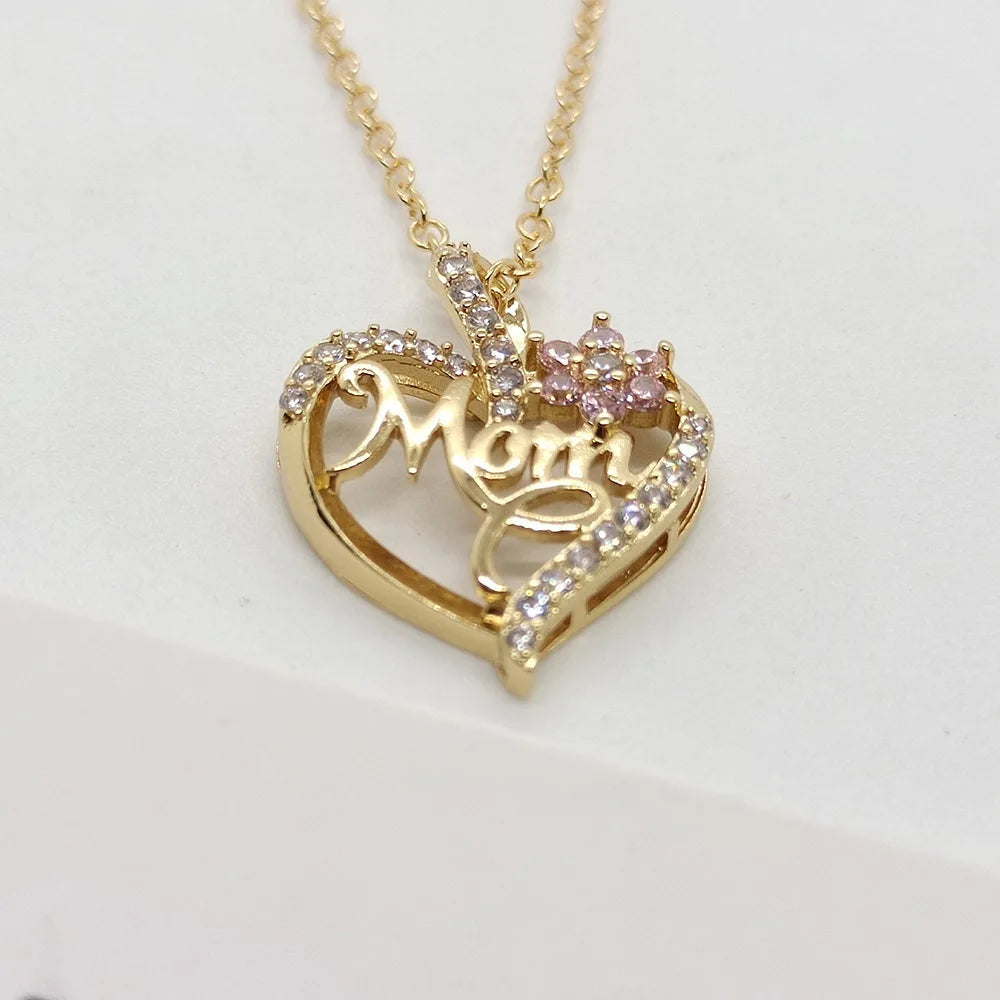 Best Selling Mom Heart Necklace, Rhinestone Heart Pendant, Perfect Mother's Day Gift & Light Luxury Clavicle Chain