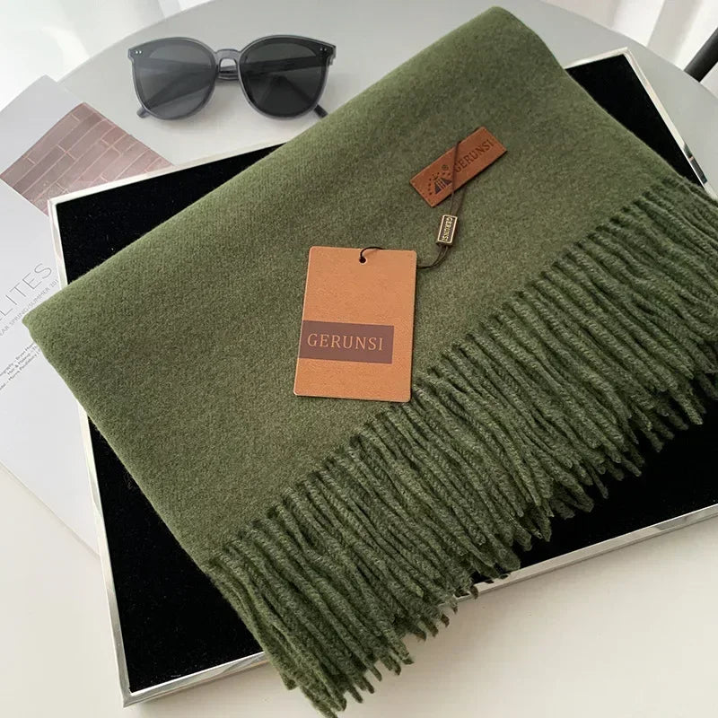 Cashmere Scarf Thick Warm Pashmina  Solid Color Tassel