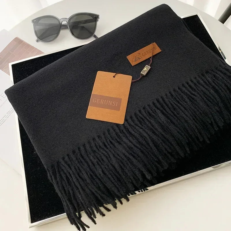 Cashmere Scarf Thick Warm Pashmina  Solid Color Tassel