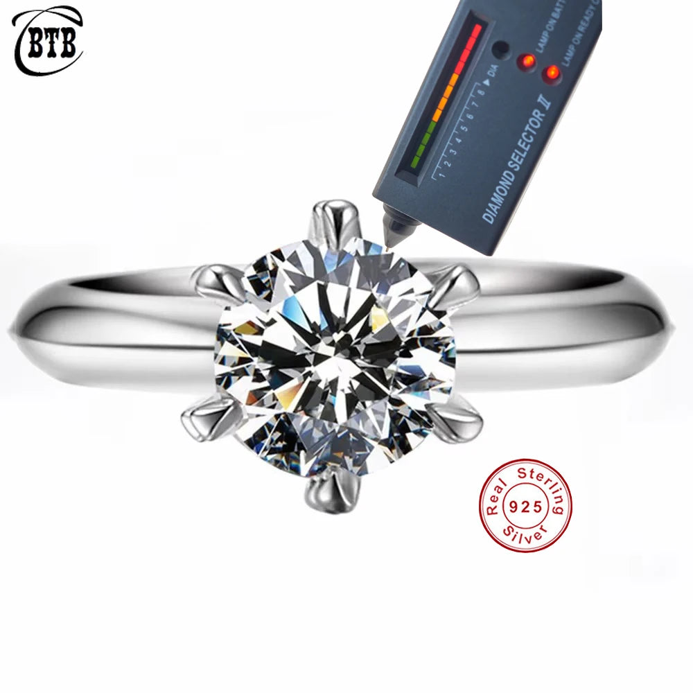 925 Sterling Silver 1-3 Ct Real Moissanite Rings