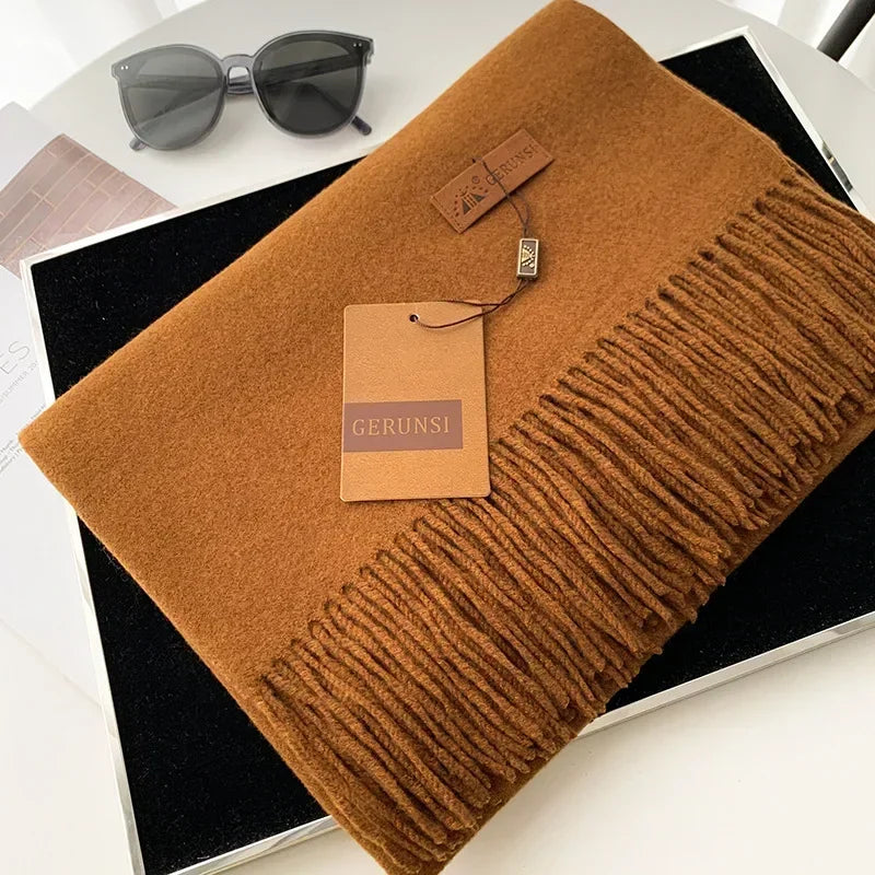 Cashmere Scarf Thick Warm Pashmina  Solid Color Tassel