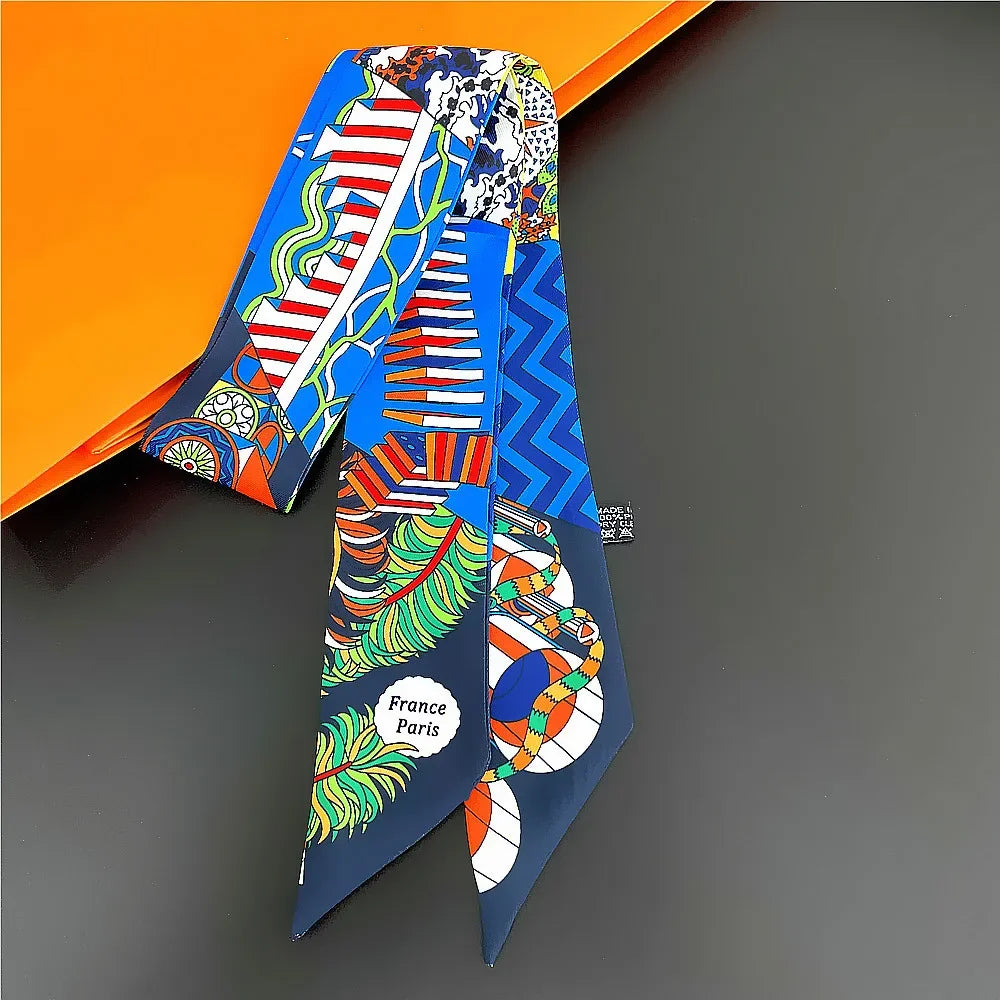 Saddle Print Summer Skinny Silk Scarf