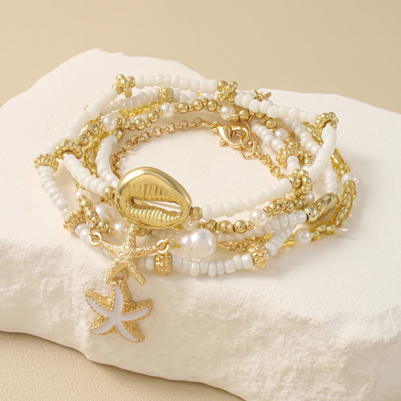 Vintage Seed Bead Stacked Bracelet Set
