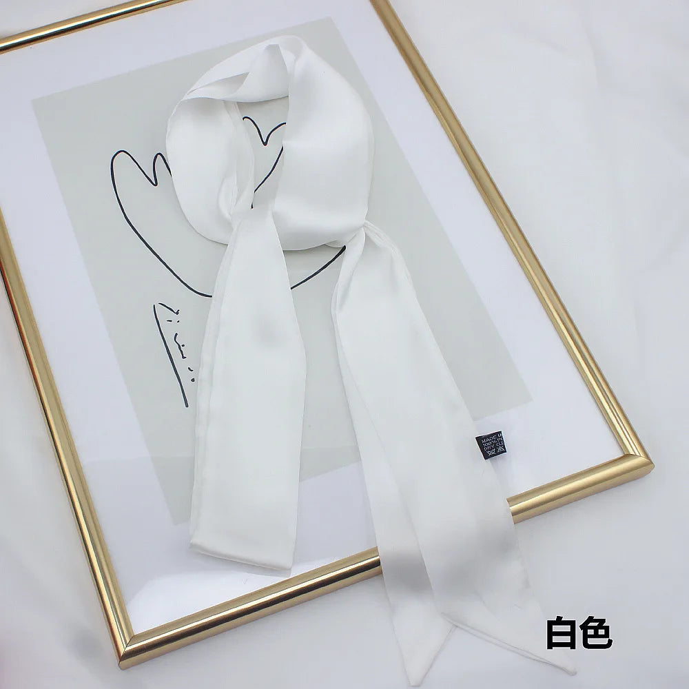 5x200cm Satin Silk Narrow Scarf Neckerchief Solid Neck Scarves Long Silk Thin Scarf Head Neck Hair Band Bag Ribbon Headbands DIY