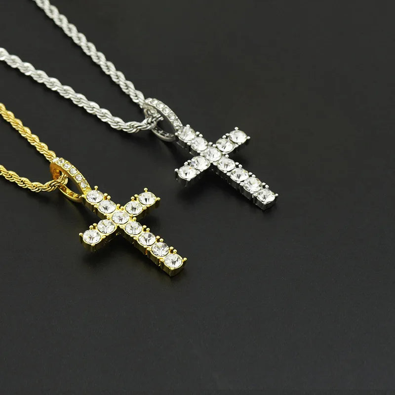Men's Stainless Steel Cross Twist Chain Necklace