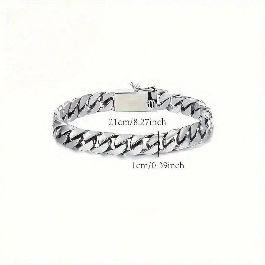 Silvery Plated Miami Cuban Chain Bracelet Men's