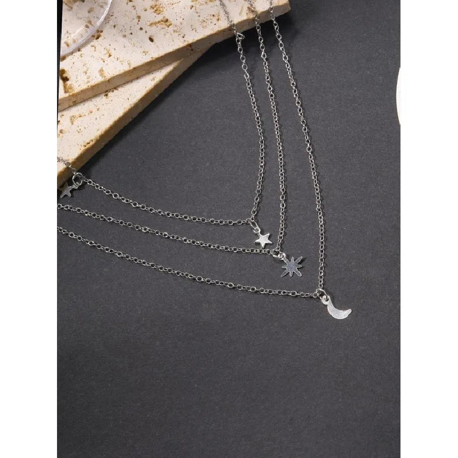 Star & Moon Design Layered Necklace