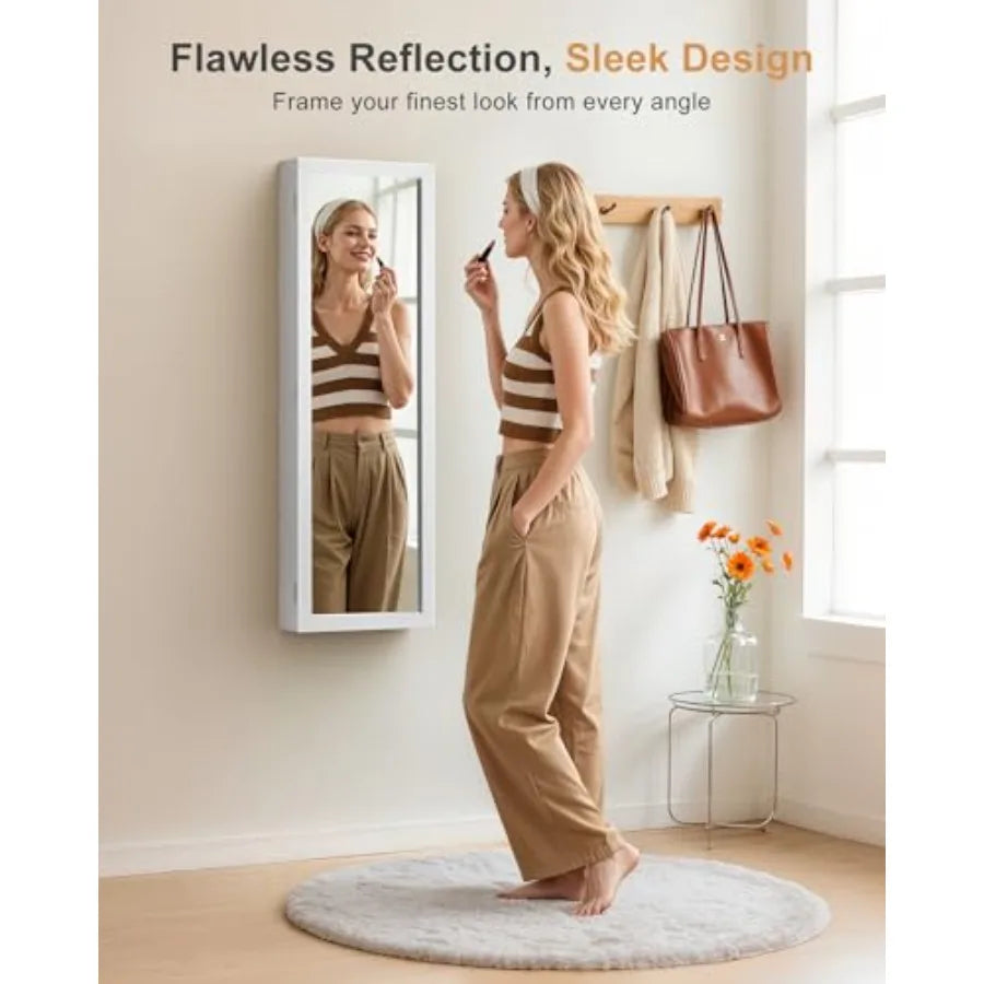 Mirror Jewelry Cabinet Large Capacity Lockable
